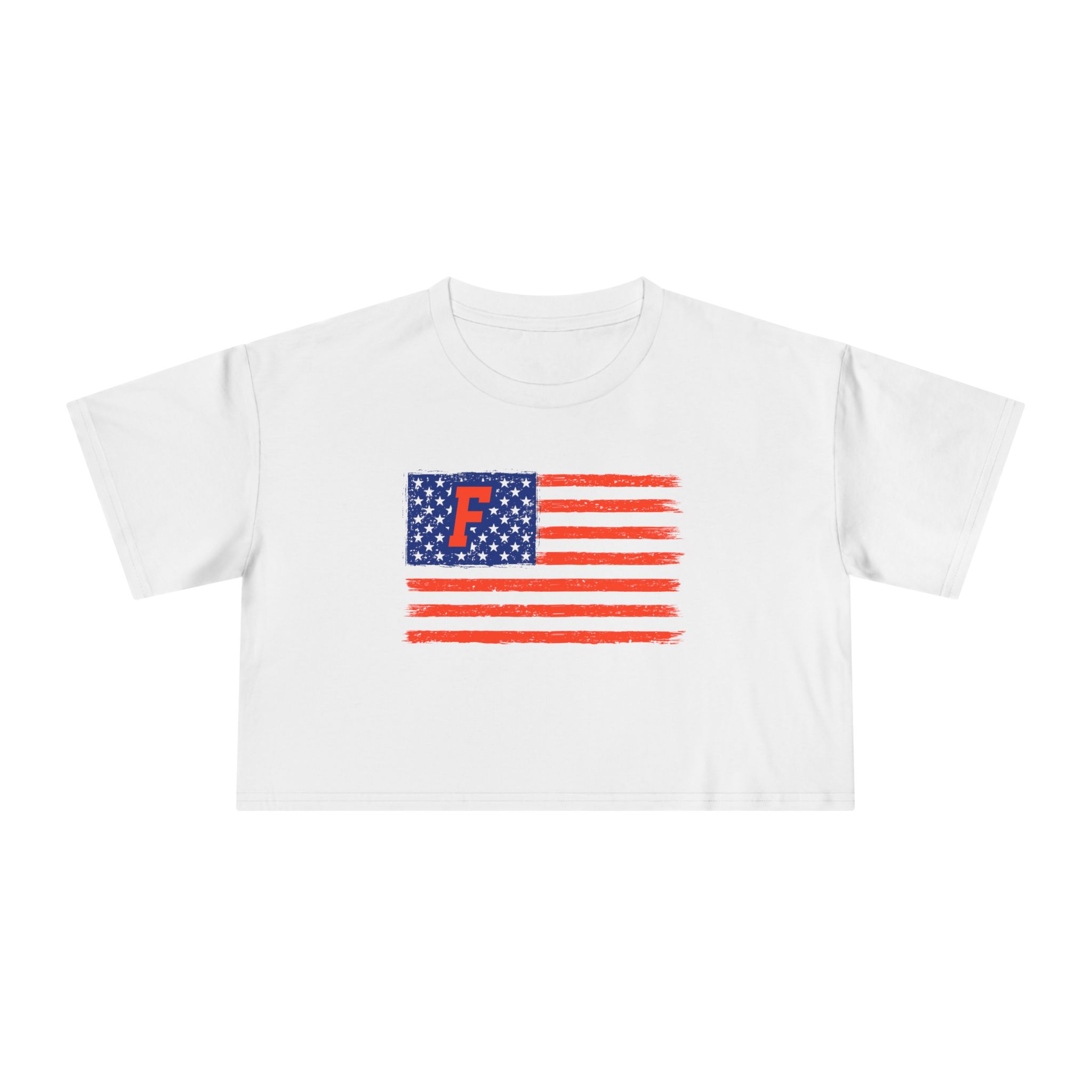 Featured image for “Florida Gator Women's Crop Tee-American Flag”