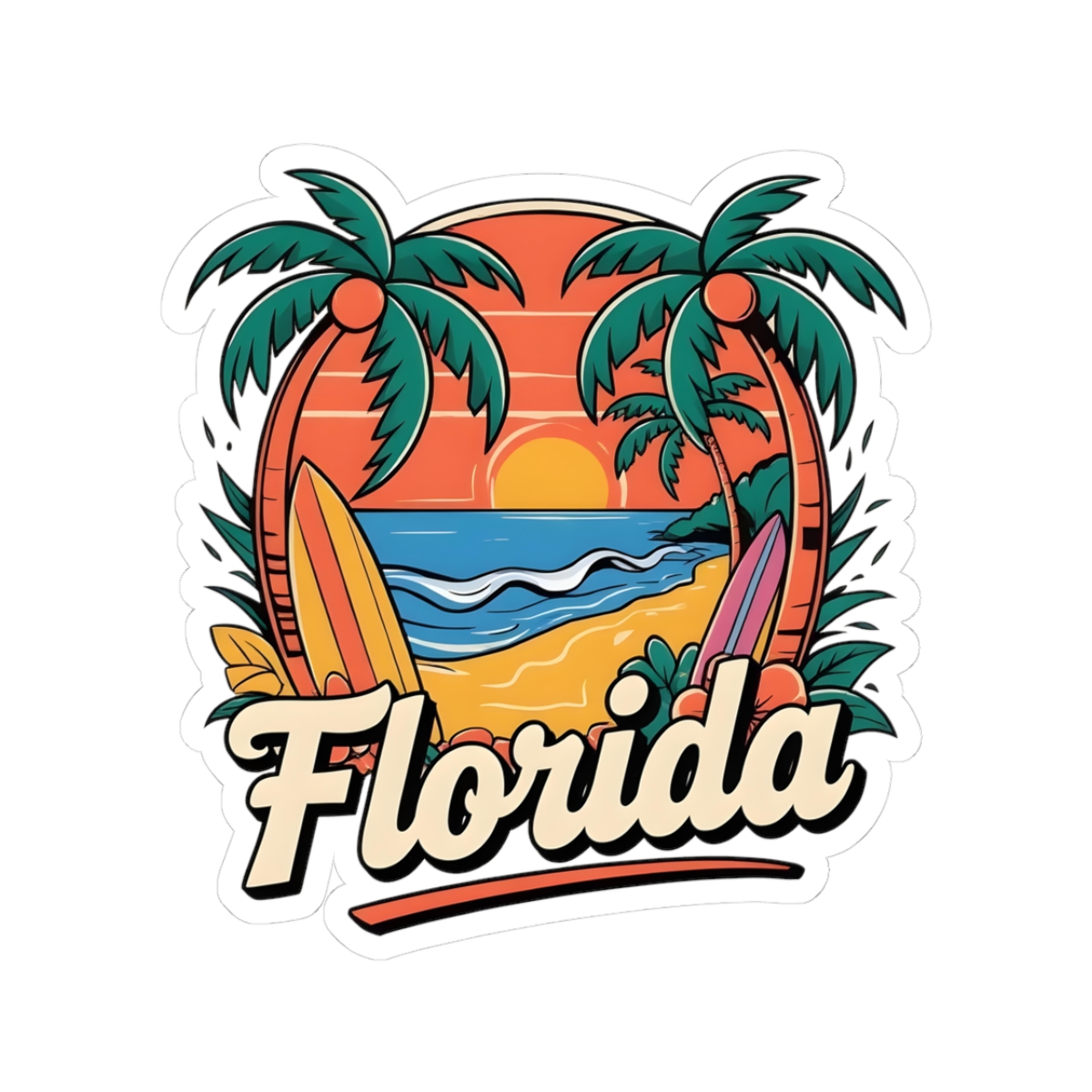 Florida Sunset Sticker - Image 2